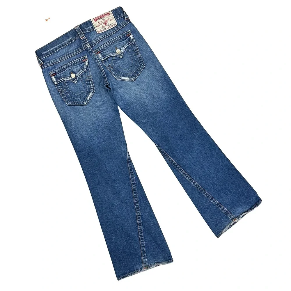 Vtg True Religion Section 803 Boot Cut Wide Leg Jeans Men Fits 33x33 Distressed